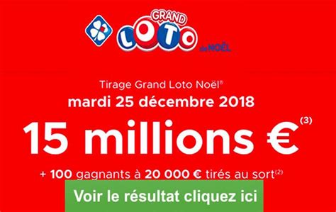 Résultat du loto de Noël du 25 décembre 2018.